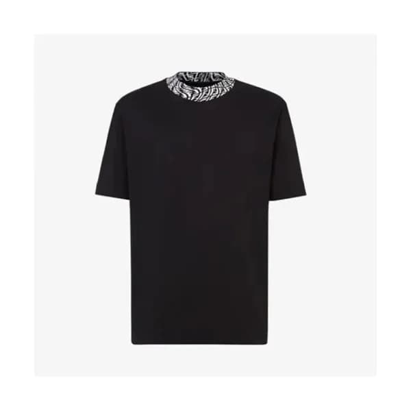 Fendi Mm/Wm Logo Casual Short Sleeved Tshirts Bla… - 1