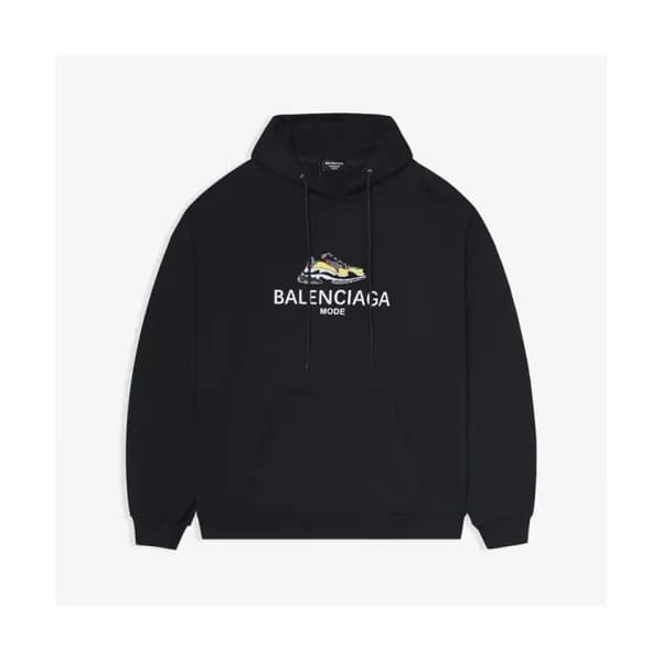 Balenciaga Mm/Wm Logo Cotton Hoodie Black - 발렌시아가… - 1
