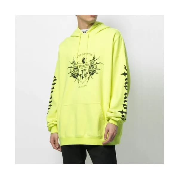 Vetements Mm/Wm Logo Oversize Cotton Hoodie Green… - 1