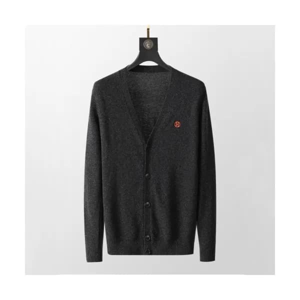 Hermes Mens Casual Cashmere Cardigan Black - 에르메스… - 1