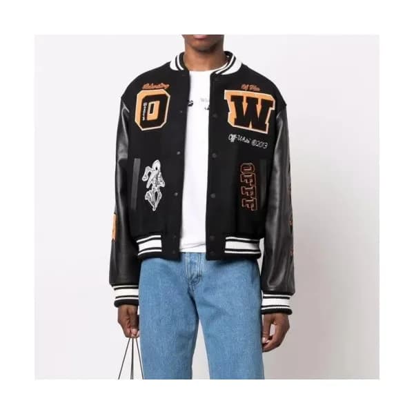 Off-white Unisex Logo Casual Jackets Black - 오프화이… - 1