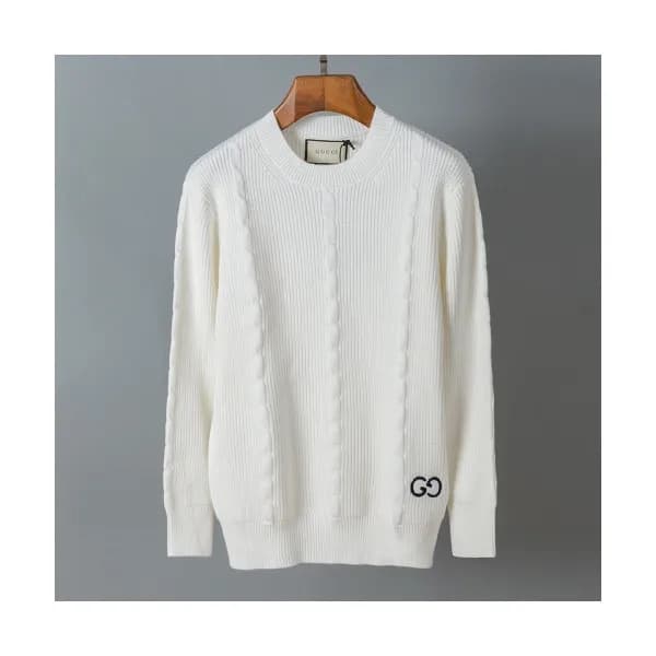 Gucci Mens Logo Crew-neck Sweaters White - 구찌 남성… - 1