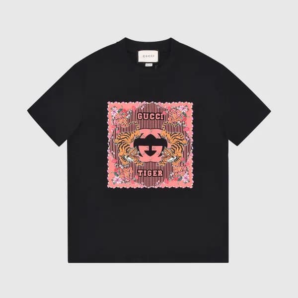 구찌 남자 크루넥 블랙 반팔티 - Unisex Black Short-sleeved Tshi… - 1