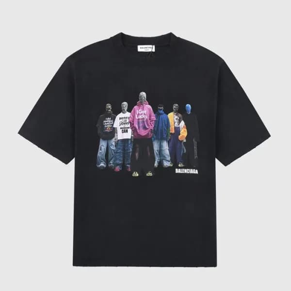 발렌시아가 남성 크루넥 블랙 반팔티 - Mens Black Tshirts - bal0141… - 1