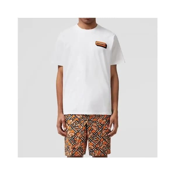 버버리 남성 화이트 크루넥 반팔티 - Mens White Tshirts - Bur04340… - 1