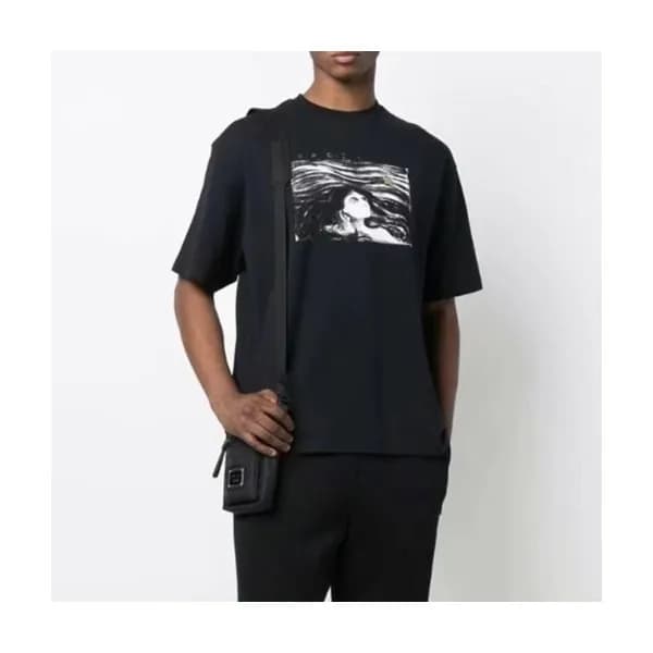 아크네 남/녀 블랙 크루넥 반팔티 - Unisex Black Tshirts - ane014… - 1