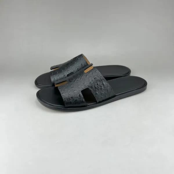 에르메스 남성 블랙 이지미르 - Mens Black Slippers - her0794x - 1