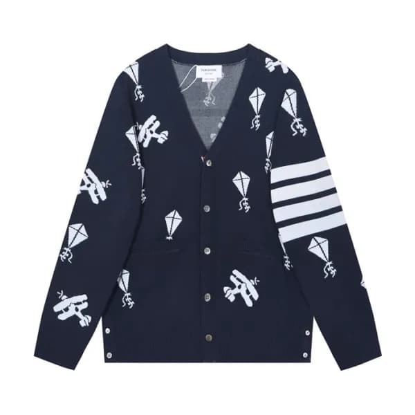 톰브라운 남성 브이넥 네이비 가디건 - Mens Navy Cardigan - thom060… - 1