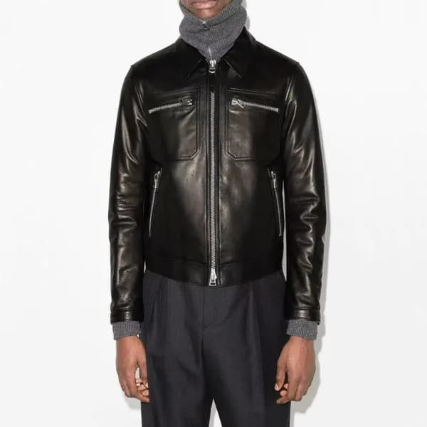 톰포드 남성 블랙 가죽 자켓 - Mens Black Jackets - tof0025x - 1