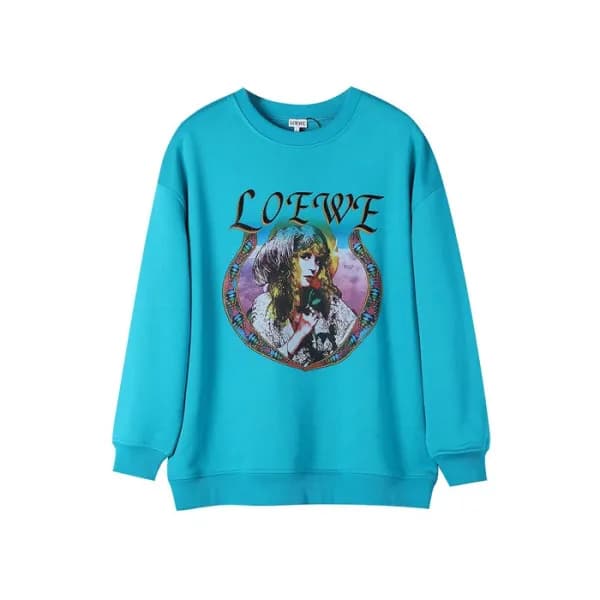 로에베 남/녀 클래식 블루 맨투맨 - Unisex Blue Tshirts - loe0648… - 1