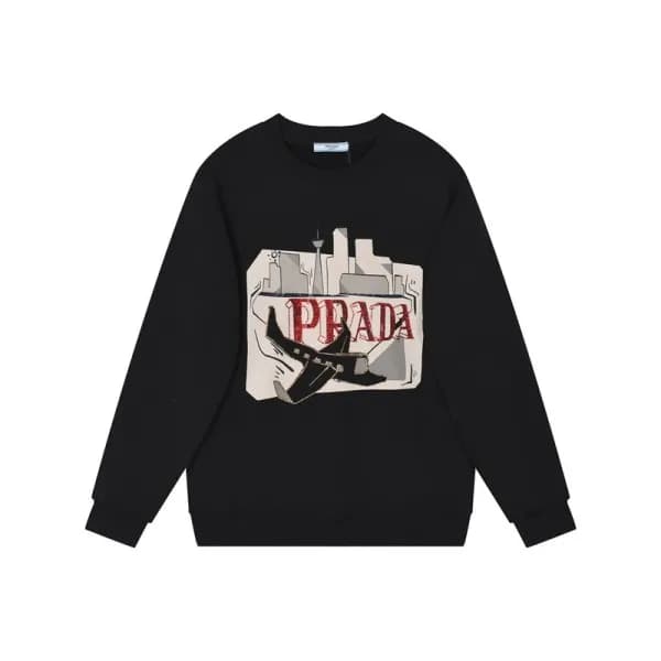 프라다 남성 크루넥 블랙 맨투맨 - Prada Mens Black Tshirts - pra… - 1