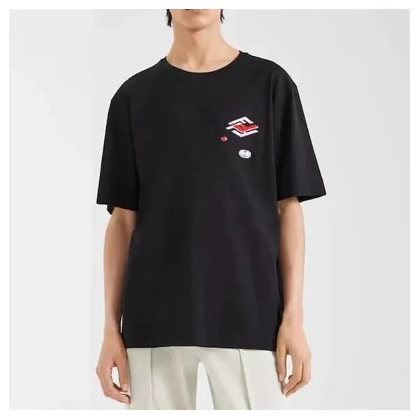 펜디 남성 블랙 크루넥 반팔티 - Fendi Mens Black Short sleeved … - 1