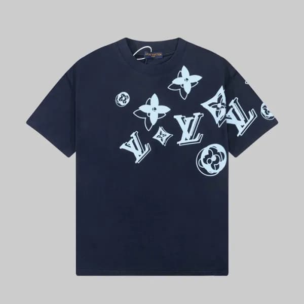 루이비통 남성 네이비 크루넥 반팔티 - Louis vuitton Mens Navy Shor… - 1