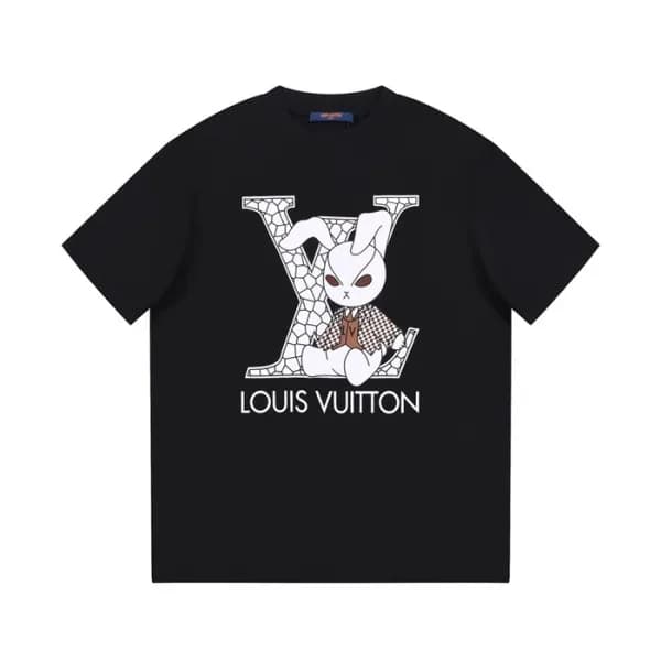 루이비통 남성 블랙 크루넥 반팔티 - Louis vuitton Mens Black Shor… - 1