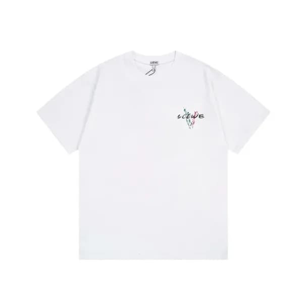 로에베 남/녀 이니셜 화이트 반팔티 - Loewe Unisex White Short sle… - 1