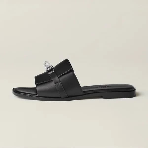 에르메스 여성 블랙 켈리 슬리퍼 - Hermes Womens Black Slipper - … - 1