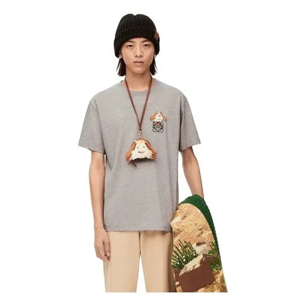 로에베 남/녀 이니셜 그레이 반팔티 - Loewe Unisex Gray Short slee… - 1