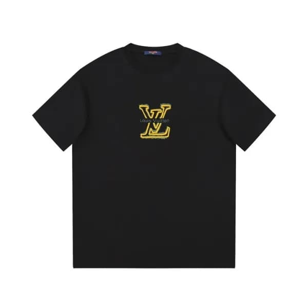루이비통 남성 블랙 크루넥 반팔티 - Louis vuitton Mens Black Shor… - 1