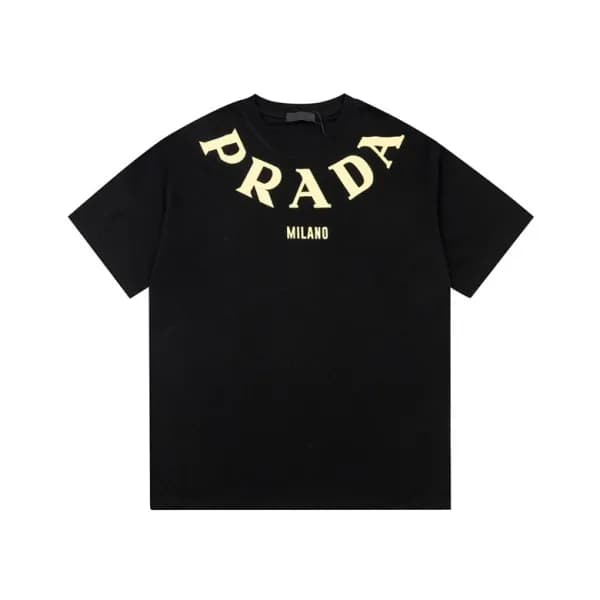 프라다 남성 크루넥 블랙 반팔티 - Prada Mens Black Short sleeved… - 1