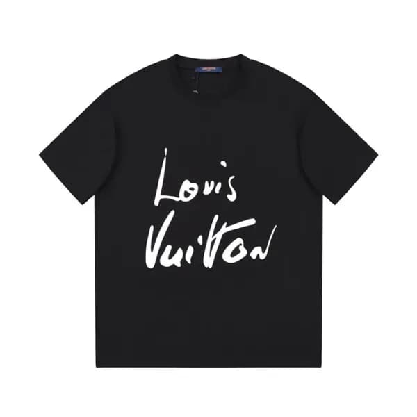 루이비통 남성 블랙 크루넥 반팔티 - Louis vuitton Mens Black Shor… - 1