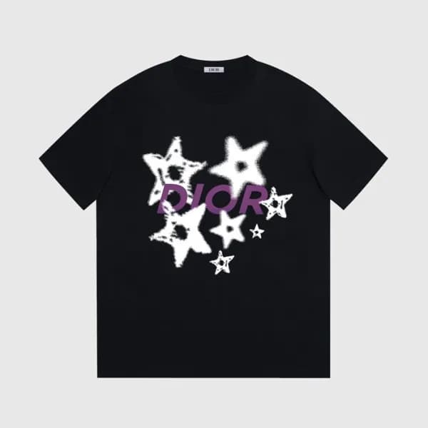 디올 남성 블랙 크루넥 반팔티 - Dior Mens Black Short sleeved T… - 1