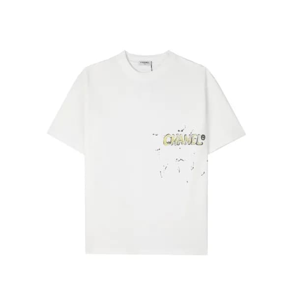 샤넬 남/녀 크루넥 화이트 반팔티 - Chanel Unisex White Tshirts -… - 1