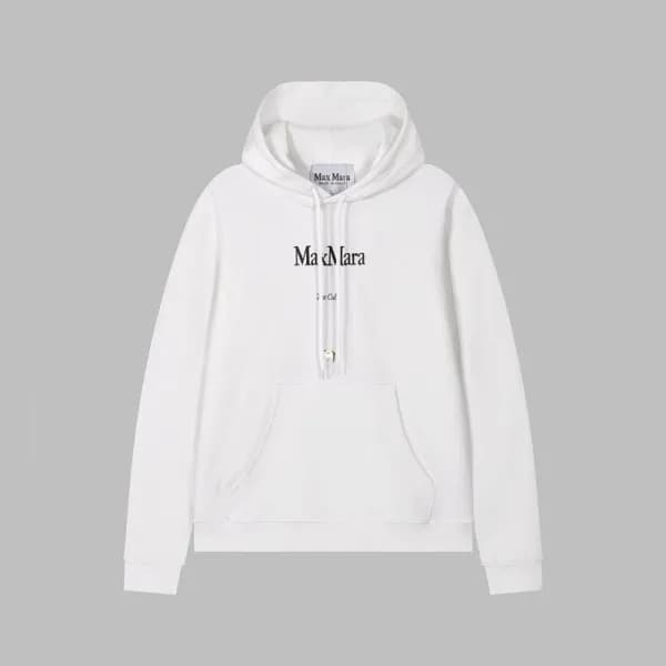 막스마라 남/녀 캐쥬얼 화이트 후드티 - Maxmara Unisex White Hoodie… - 1