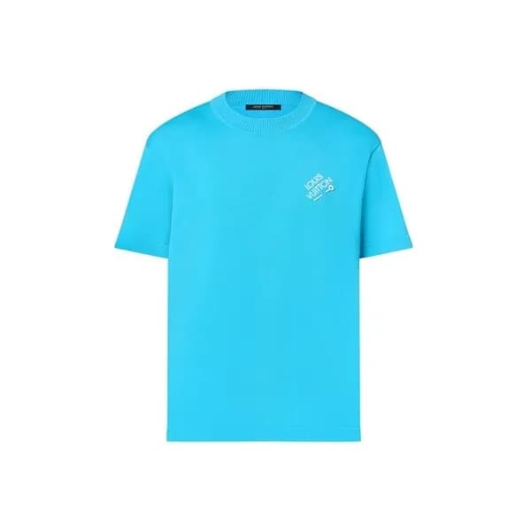 루이비통 남성 크루넥 블루 반팔티 - Louis vuitton Mens Blue Short… - 1