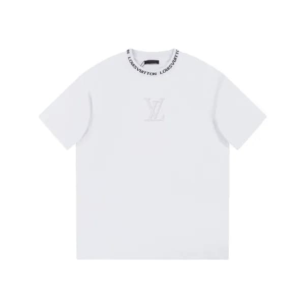 루이비통 남성 크루넥 화이트 반팔티 - Louis vuitton Mens White Sho… - 1