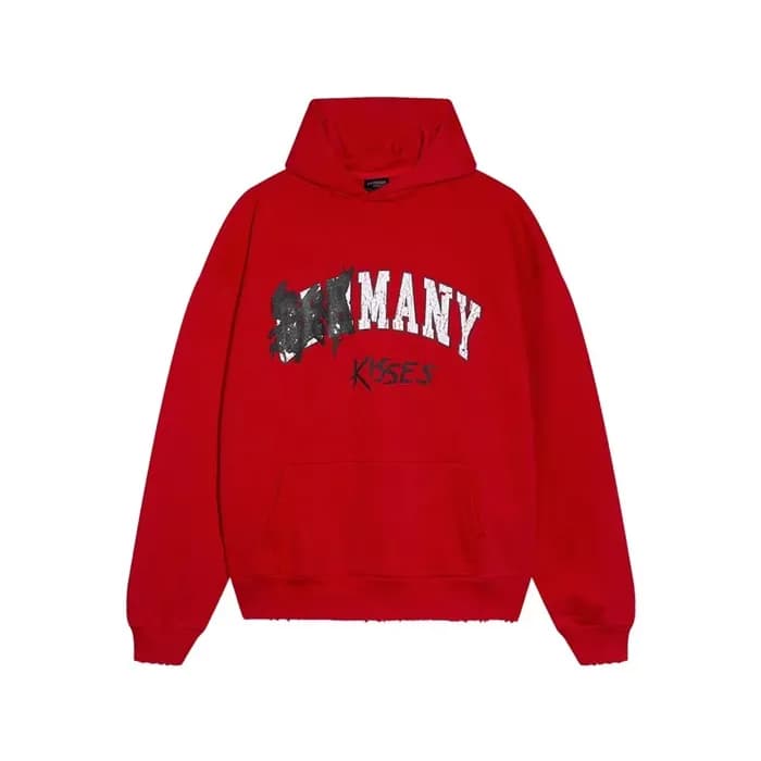 발렌시아가 남성 레드 후드티 - Balenciaga Mens Red Hoodie - ba6… - 1