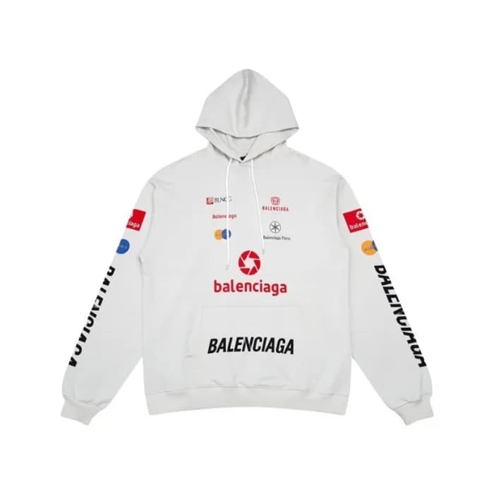 발렌시아가 남성 화이트 후드티 - Balenciaga Mens White Hoodie - … - 1