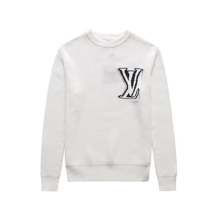 루이비통 남성 화이트 크루넥 니트 - Louis vuitton Mens White Knit… - 1