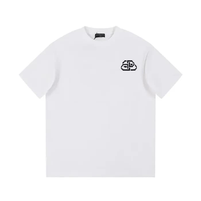 발렌시아가 남성 화이트 크루넥 반팔티 - Balenciaga Mens White Tshir… - 1