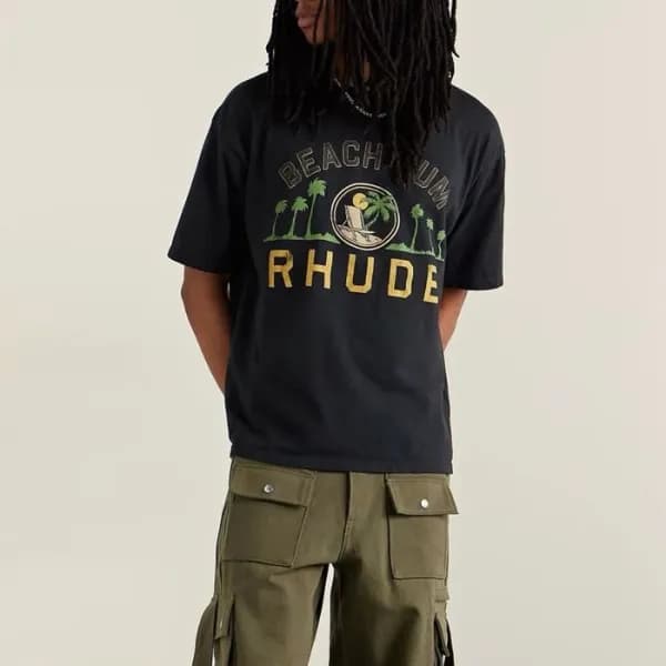 루드 남성 블랙 반팔티 - Rhude Unisex Black Tshirts - rhc202…