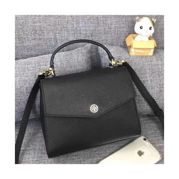 Tory Burch Leather Black Robinson Top-handle Satch… - 1
