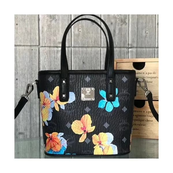 MCM Essentials Visetos Leather Tote Shoulder Bag,1… - 1