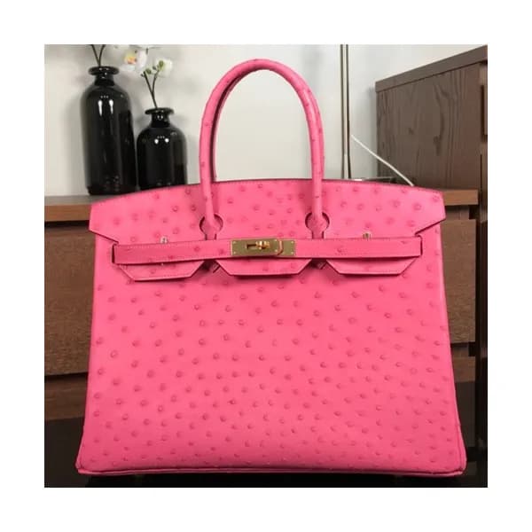 Hermes Birkin Ostrich Leather Tote Shoulder Bag ,3… - 1