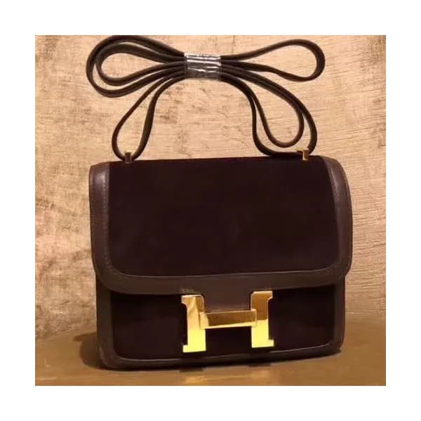 Hermes Constance Velvet & Leather Shoulder Bag,19c… - 1