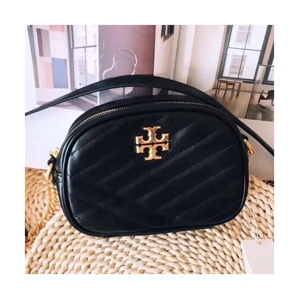 Tory Burch Leather Black Kira Chevron Small Camera… - 1