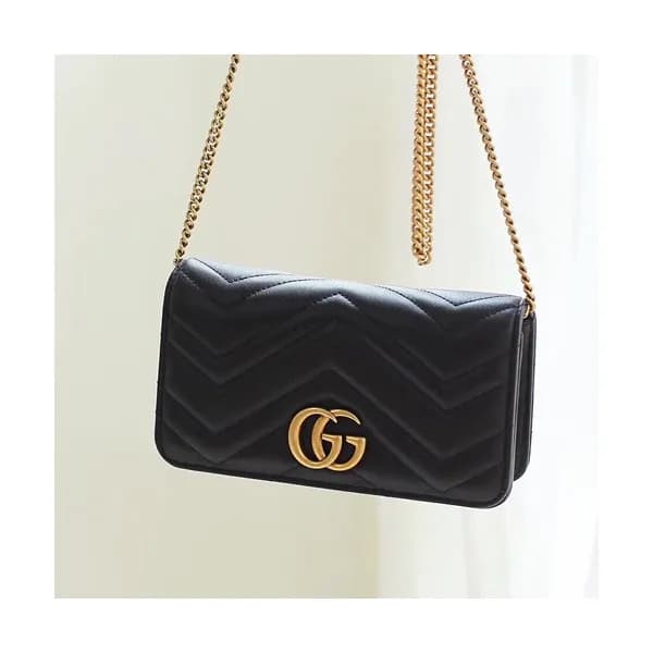 Gucci 2019 Marmont Mini Leather Chain Shoulder Cro… - 1