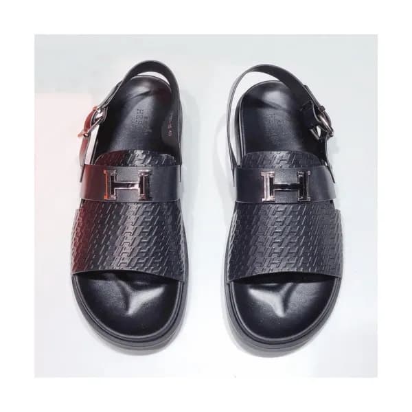Hermes 2019 Mens Classic Logo Leather Strap Sandal… - 1