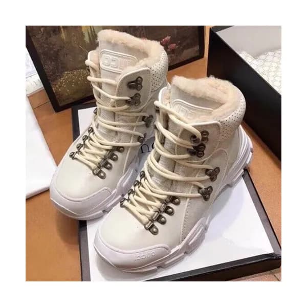 Gucci 2019 Ladies Leather & Wool Sneakers Boots - … - 1