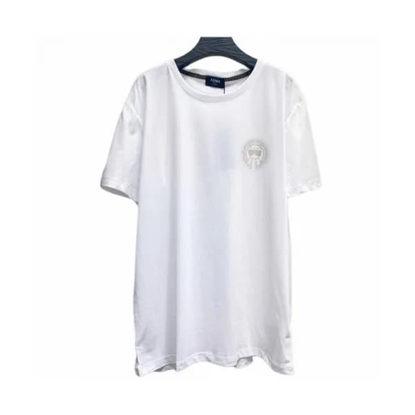 Fendi Mens Logo Casual Short Sleeved Tshirts Whit… - 1