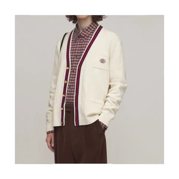 Gucci Mm/Wm Trendy V-neck Cardigan Ivory - 구찌 202… - 1