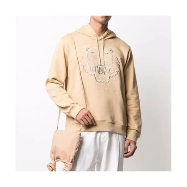 Kenzo Mm/Wm Signature Tiger Cotton Hoodie Beige -… - 1