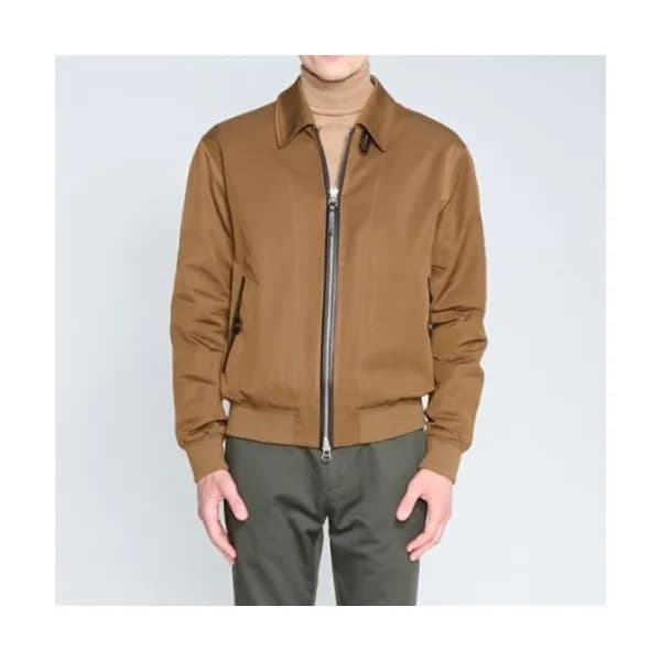 Tom Ford Mens Logo Casual Leather Jacket Camel - … - 1