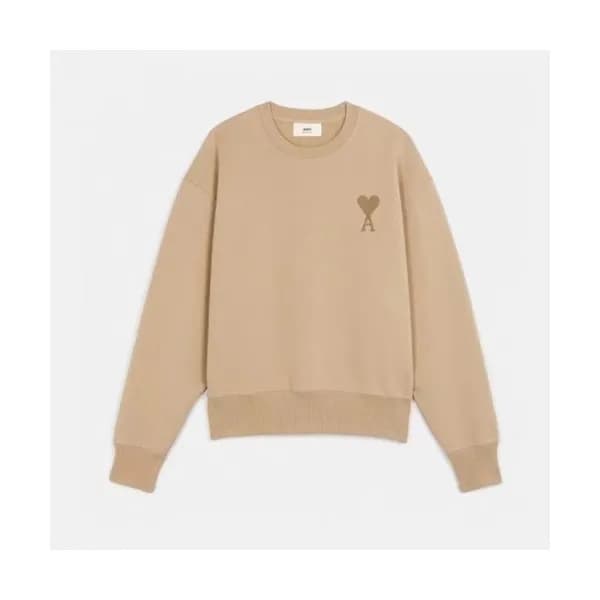 Ami Mens Logo Casual Cotton Man-to-man Beige - 아미… - 1