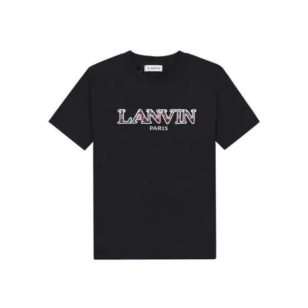LANVIN Unisex Tshirts Black - 랑방 2021 남/녀 로고 반팔티 -… - 1