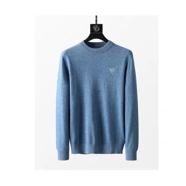 Ami Mm/Wm Logo Casual Turtle-neck Sweaters Blue -… - 1