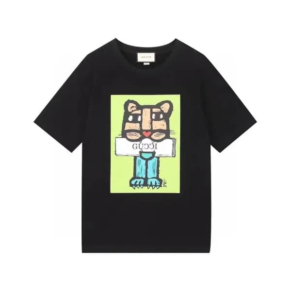 구찌 남/여 크루넥 블랙 반팔티 - Unisex Black Tshirts - guc0461… - 1